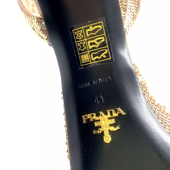 Prada Sequined Satin Platform Sandals - Picture 7 of 9